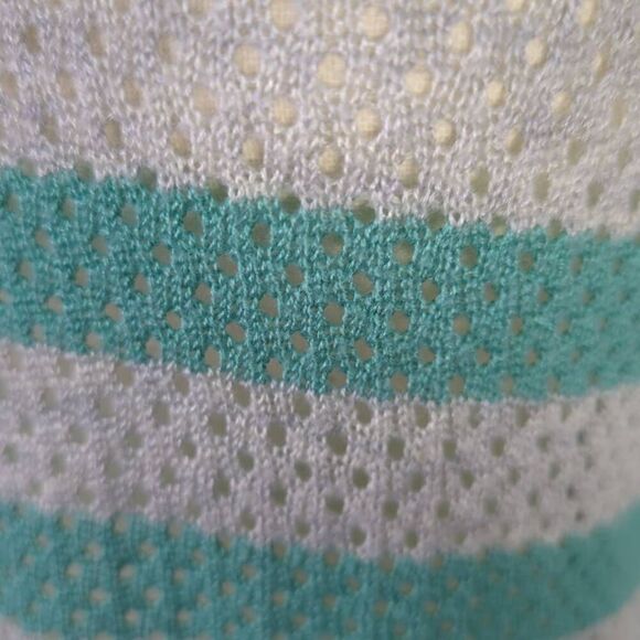 Converse One Star Womens XL Pullover Sweater Gray Turquoise Stripe Boat Neck - Picture 5 of 7